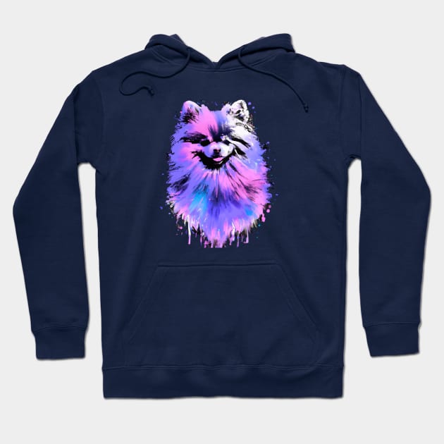 Fluffy Pomeranian Deutscher Spitz Stencil Art Hoodie by Furrban